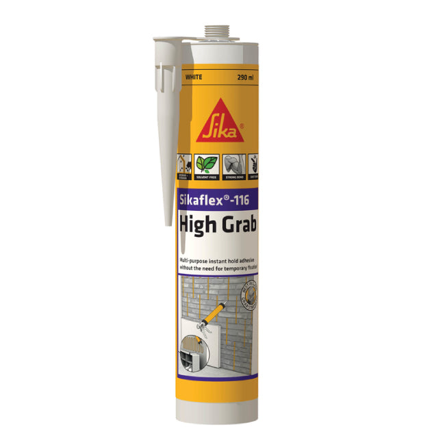 Sikaflex -116 High Grab White Polymer Construction Adhesive 12 x 290ml Cartridge