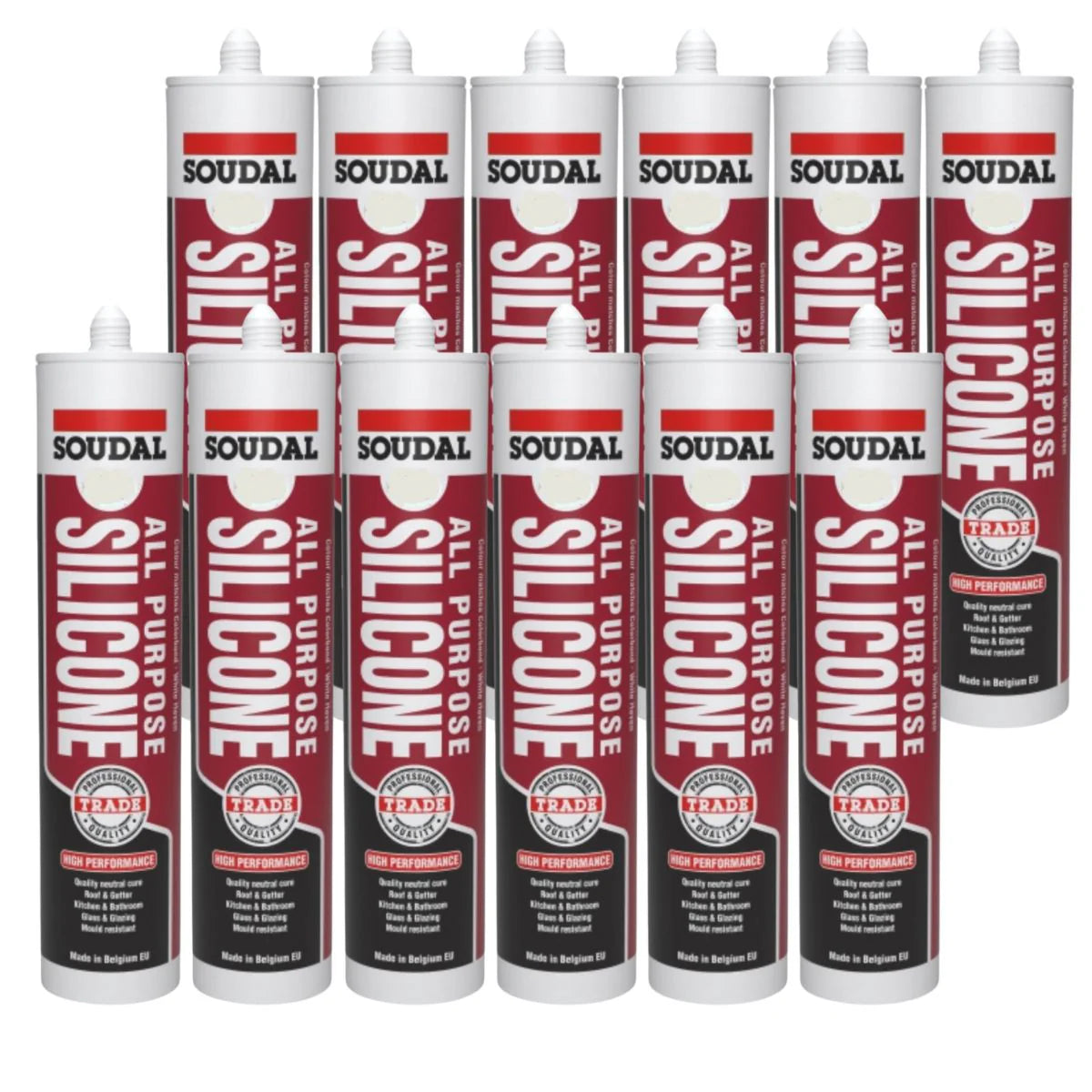 Soudal All Purpose Neutral Cure Silicone Sealant 12 x 300ml Cartridge